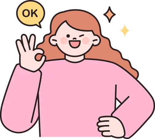 Woman showing OK gesture  Illustration