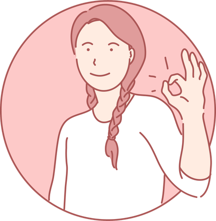 Woman showing ok sign  Illustration