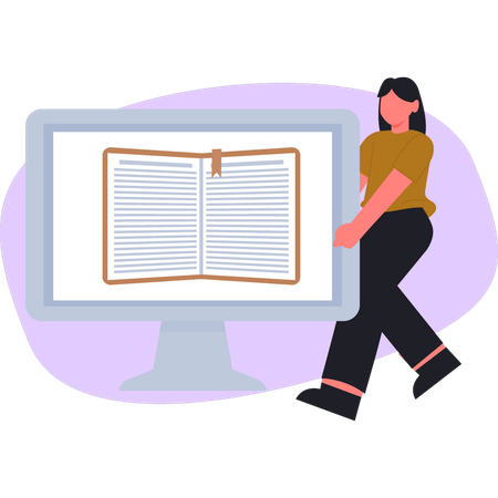 Woman showing online education  Illustration