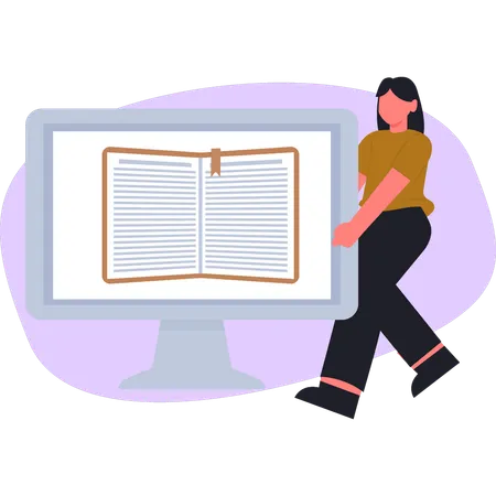 Woman showing online education  Illustration