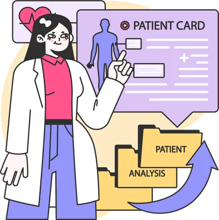 Woman showing patient card  Illustration