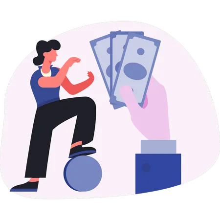 Woman showing paying wages  Illustration