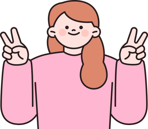 Woman showing peace finger sign  Illustration