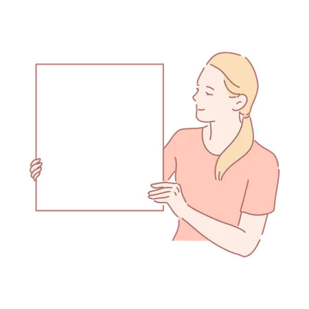 Woman showing plain cardboard  Illustration