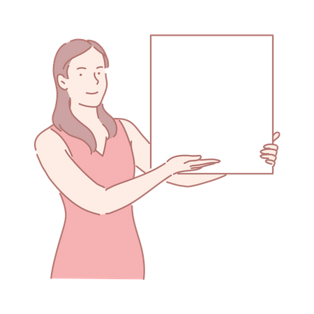 Woman showing plain cardboard  Illustration