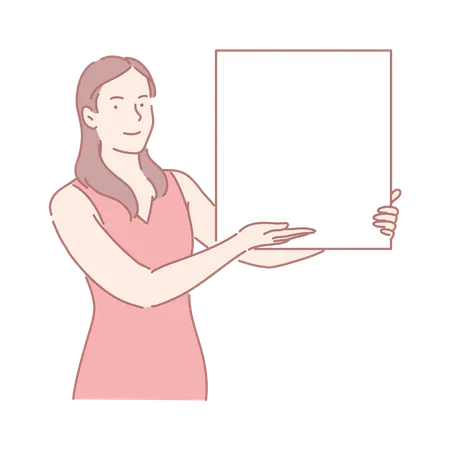 Woman showing plain cardboard  Illustration