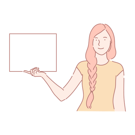 Woman showing plain cardboard  Illustration