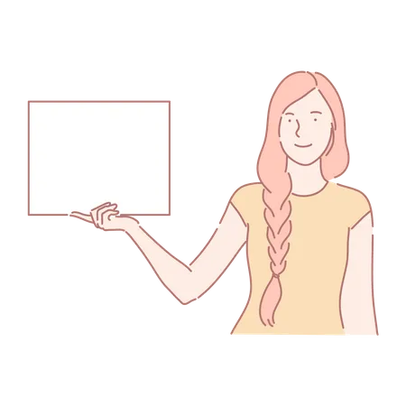 Woman showing plain cardboard  Illustration