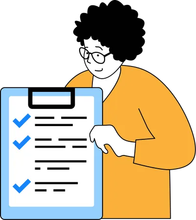 Woman showing plan list  Illustration