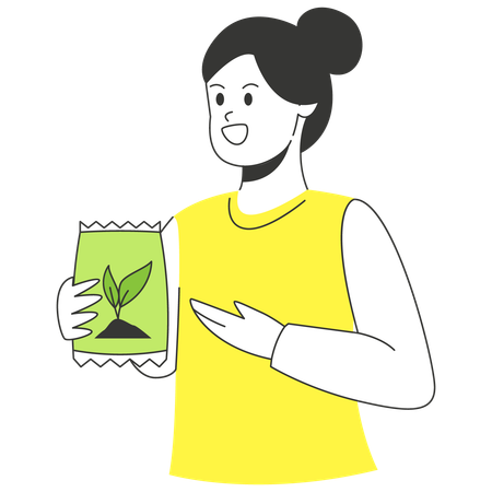 Woman showing Planting Seeds  Illustration