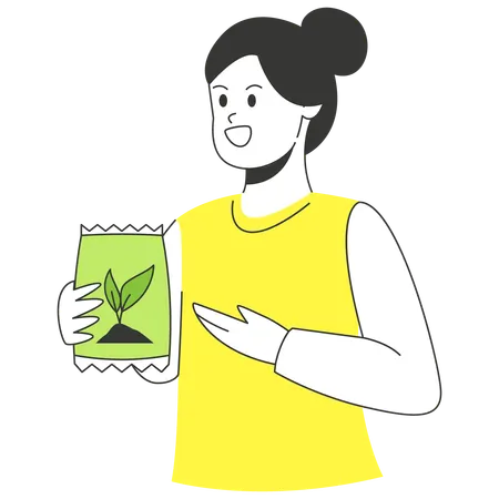 Woman showing Planting Seeds  Illustration