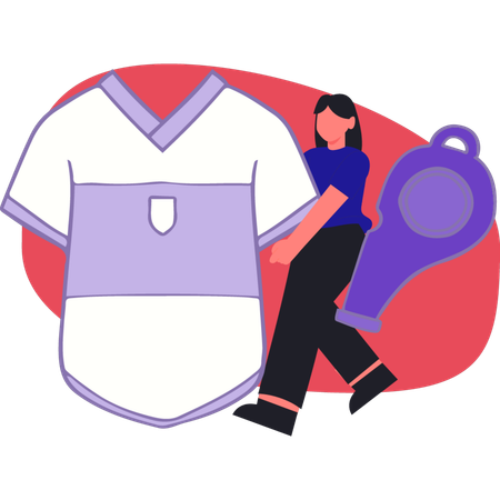 Woman showing player shirt  Illustration