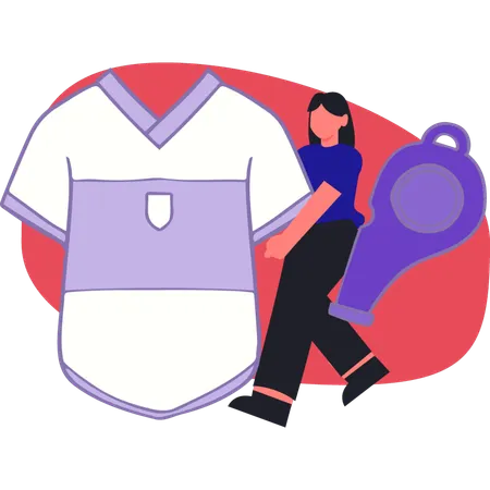 Woman showing player shirt  Illustration