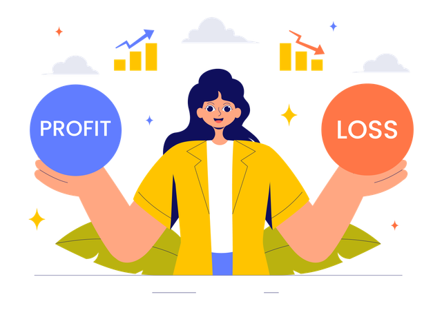 Woman showing Profit and loss  Illustration