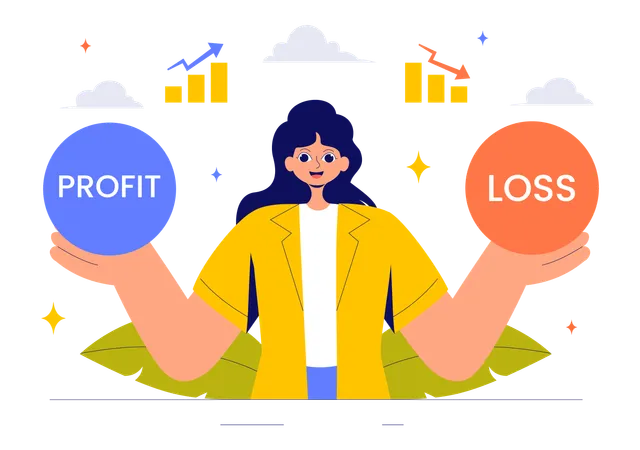 Woman showing Profit and loss  Illustration