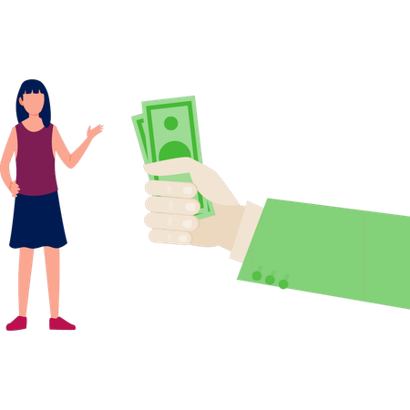 Woman showing profit income  Illustration