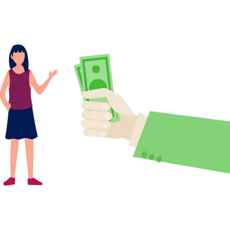 Woman showing profit income  Illustration