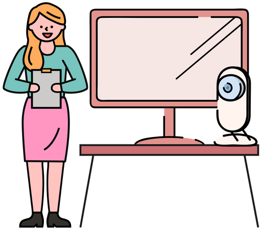 Woman showing project and recording video  Illustration