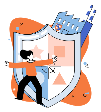 Woman showing protection shield  Illustration
