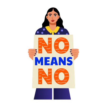 Woman showing protest board  Illustration