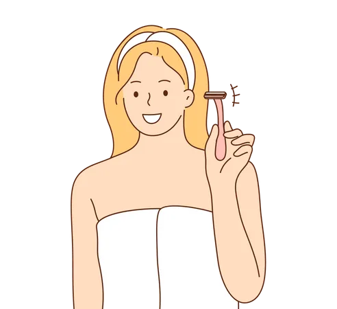 Woman showing razor  Illustration