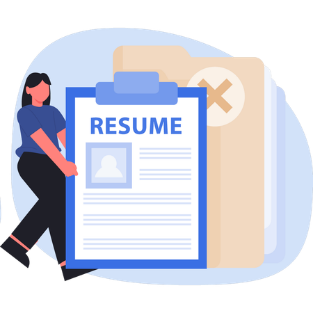 Woman showing resume profile  Illustration