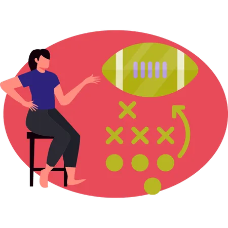 Woman showing rugby ball  Illustration