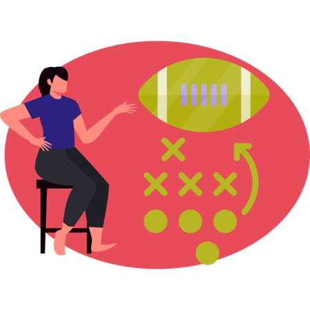 Woman showing rugby ball  Illustration