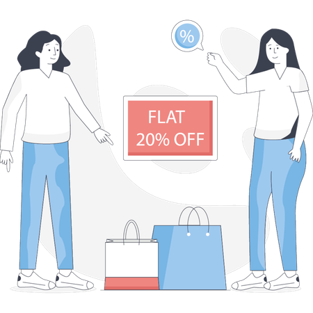 Woman showing sale board  Illustration