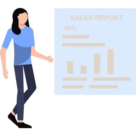 Woman showing sales report  Illustration