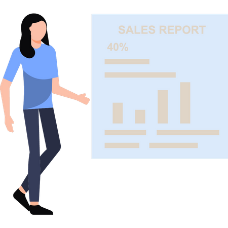 Woman showing sales report  Illustration