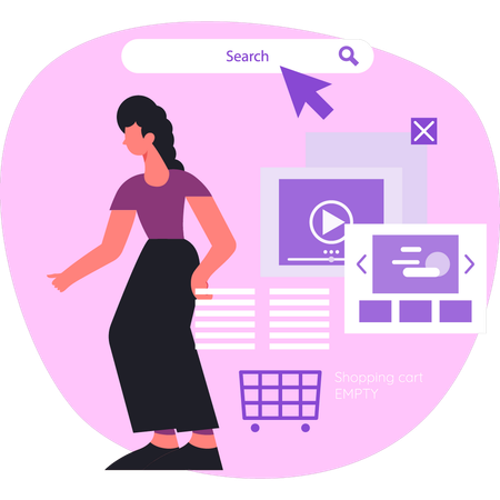 Woman showing search bar  Illustration