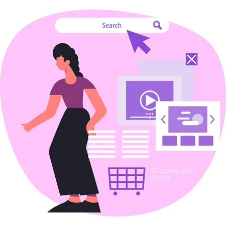 Woman showing search bar  Illustration