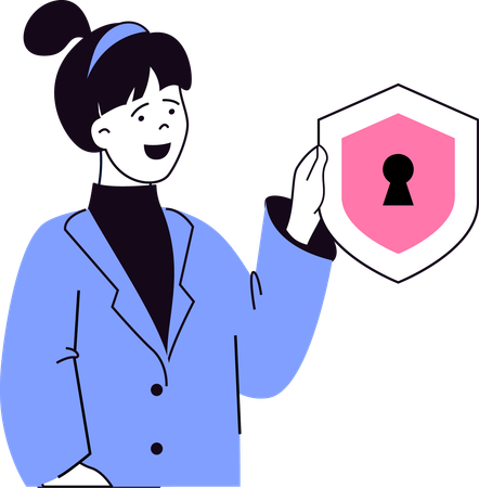 Woman showing shield lock  Illustration