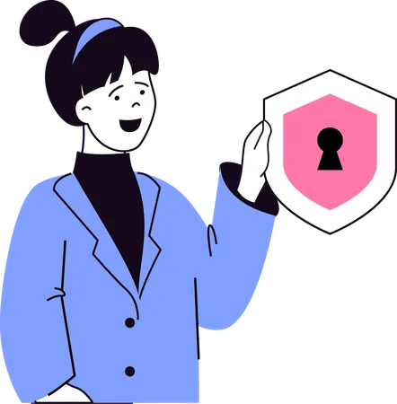 Woman showing shield lock  Illustration