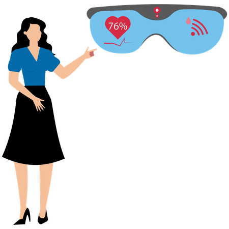 Woman showing Smart Glasses Innovation  Illustration