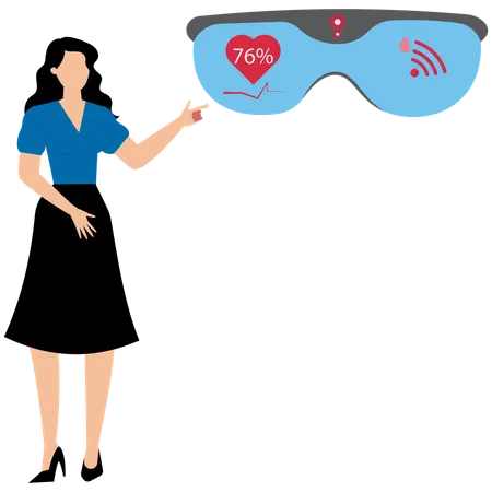 Woman showing Smart Glasses Innovation  Illustration