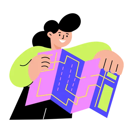 Woman showing smart map  Illustration