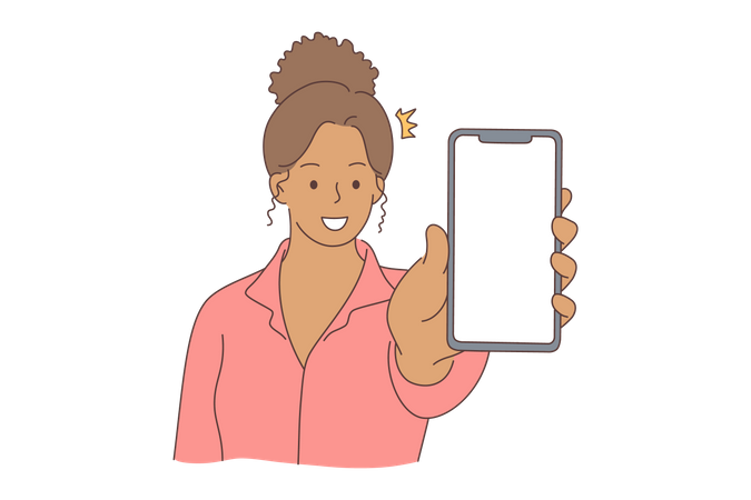 Woman showing smartphone  Illustration