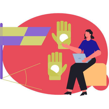 Woman showing soccer glove  Illustration