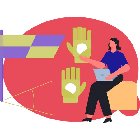 Woman showing soccer glove  Illustration