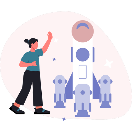 Woman showing space exploration  Illustration