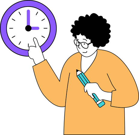 Woman showing study time  Illustration