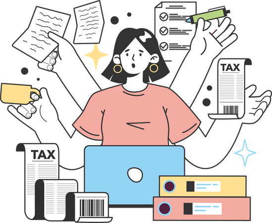 Woman showing tax receipt  イラスト