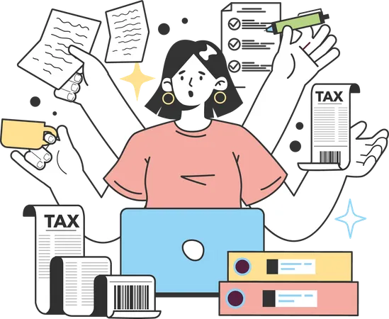 Woman showing tax receipt  イラスト