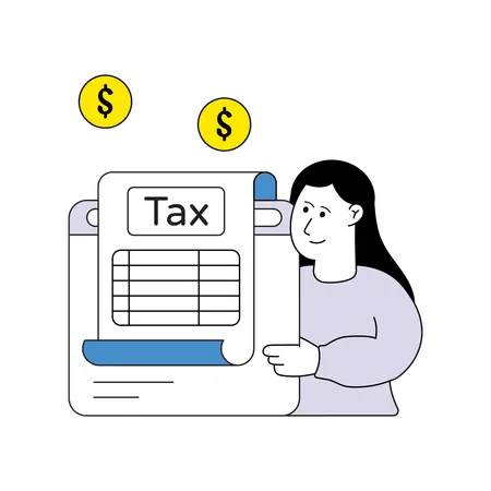 Woman showing Tax Report  Illustration