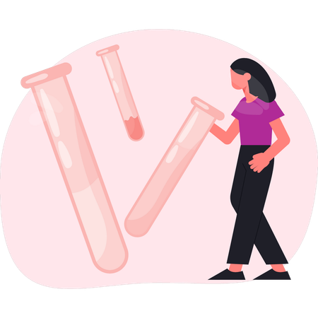 Woman showing test tube  Illustration