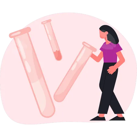 Woman showing test tube  Illustration