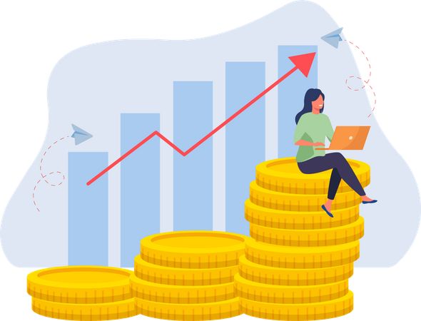 Woman showing the Financial Statistics  Illustration
