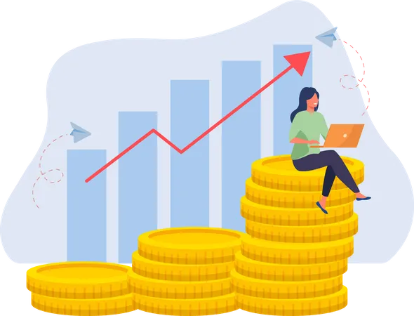 Woman showing the Financial Statistics  Illustration